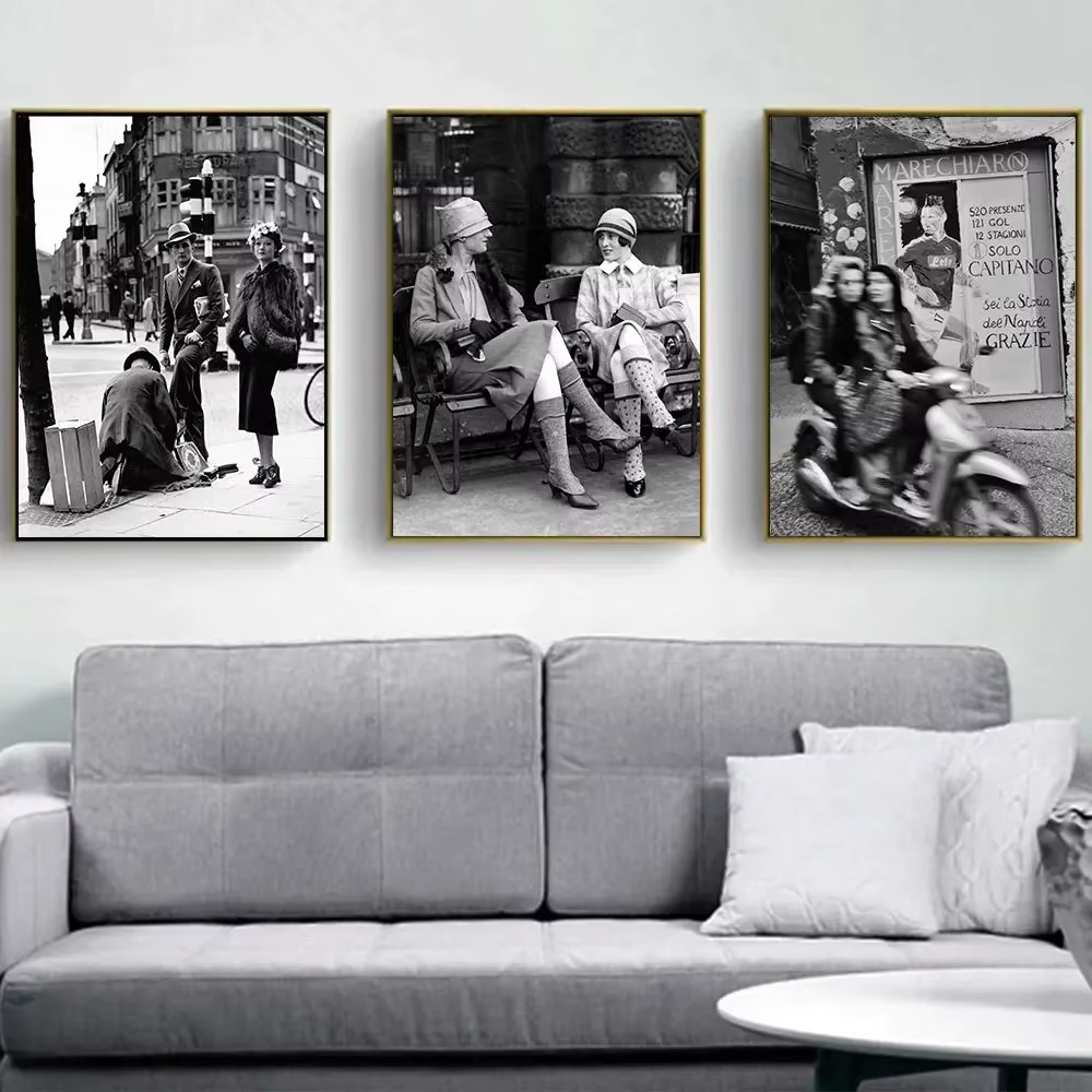 Street Fashion Poster - Moda Siyah Ve Beyaz Vintage Fotoğraf