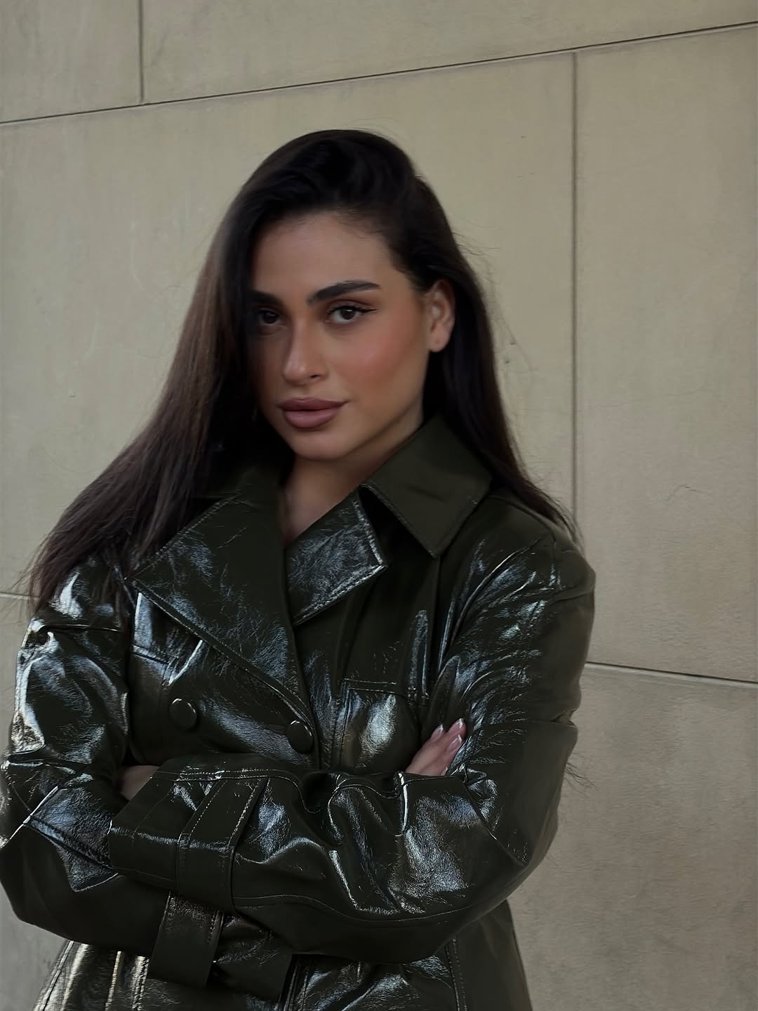 Street Fashion Jacket - Koyu Kahverengi Rugan Deri Etek Kruvaze