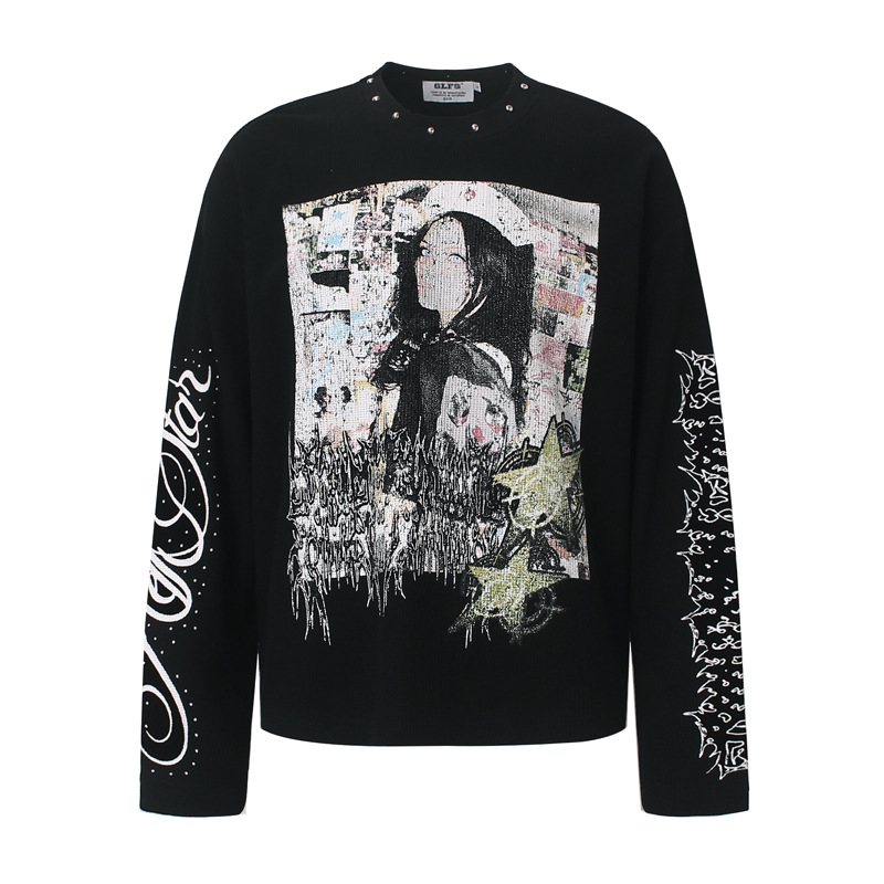 Street Fashion Men - Erkekler İçin Perçinli Sokak Stili Grafiti