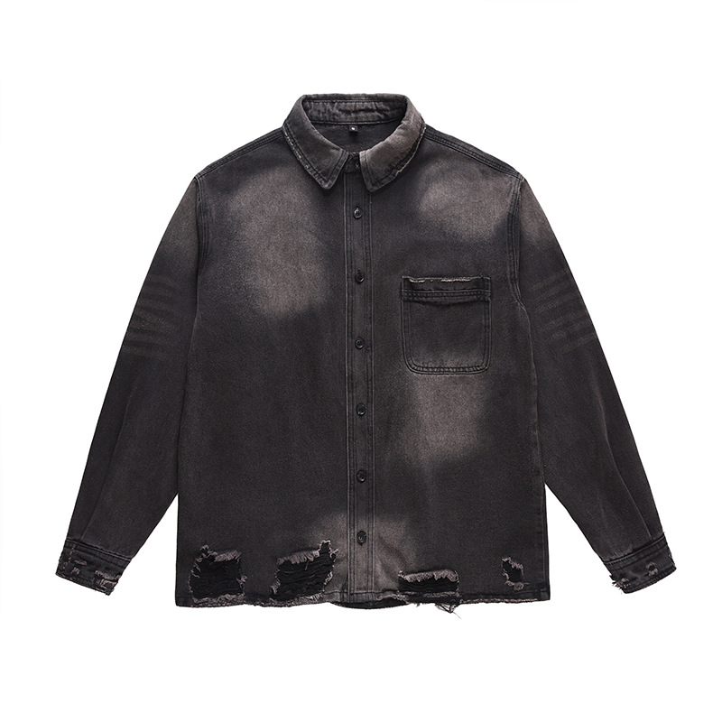 Street Fashion Jacket - Erkek High Street Yırtık Kot Ceket