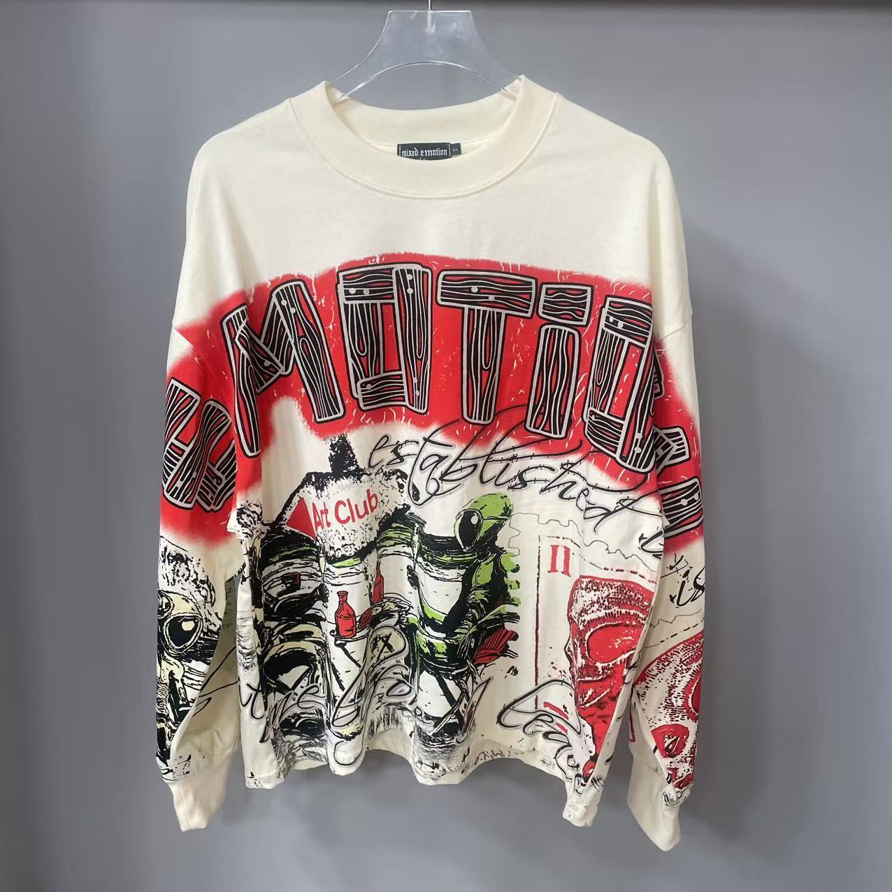 Fashion Streetwear - Yüksek Kaliteli Tasarımcı MIXED-EMOTION Uzun Kollu