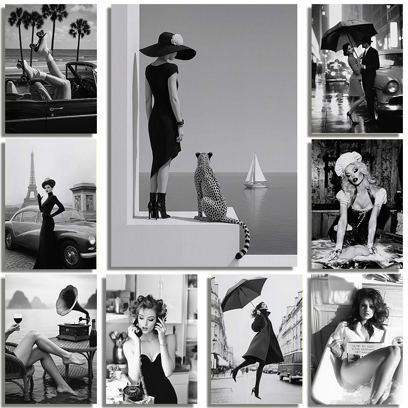 Street Fashion Poster - Siyah Ve Beyaz Moda Sokak İç