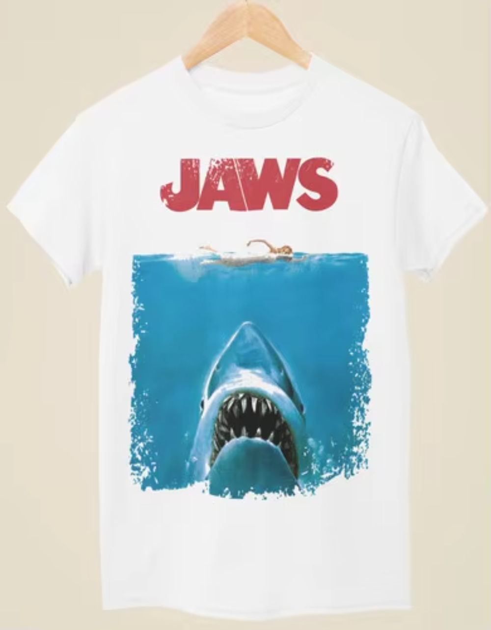 Street Fashion Poster - Jaws Film Posterinden Esinlenen Vintage Tişört,