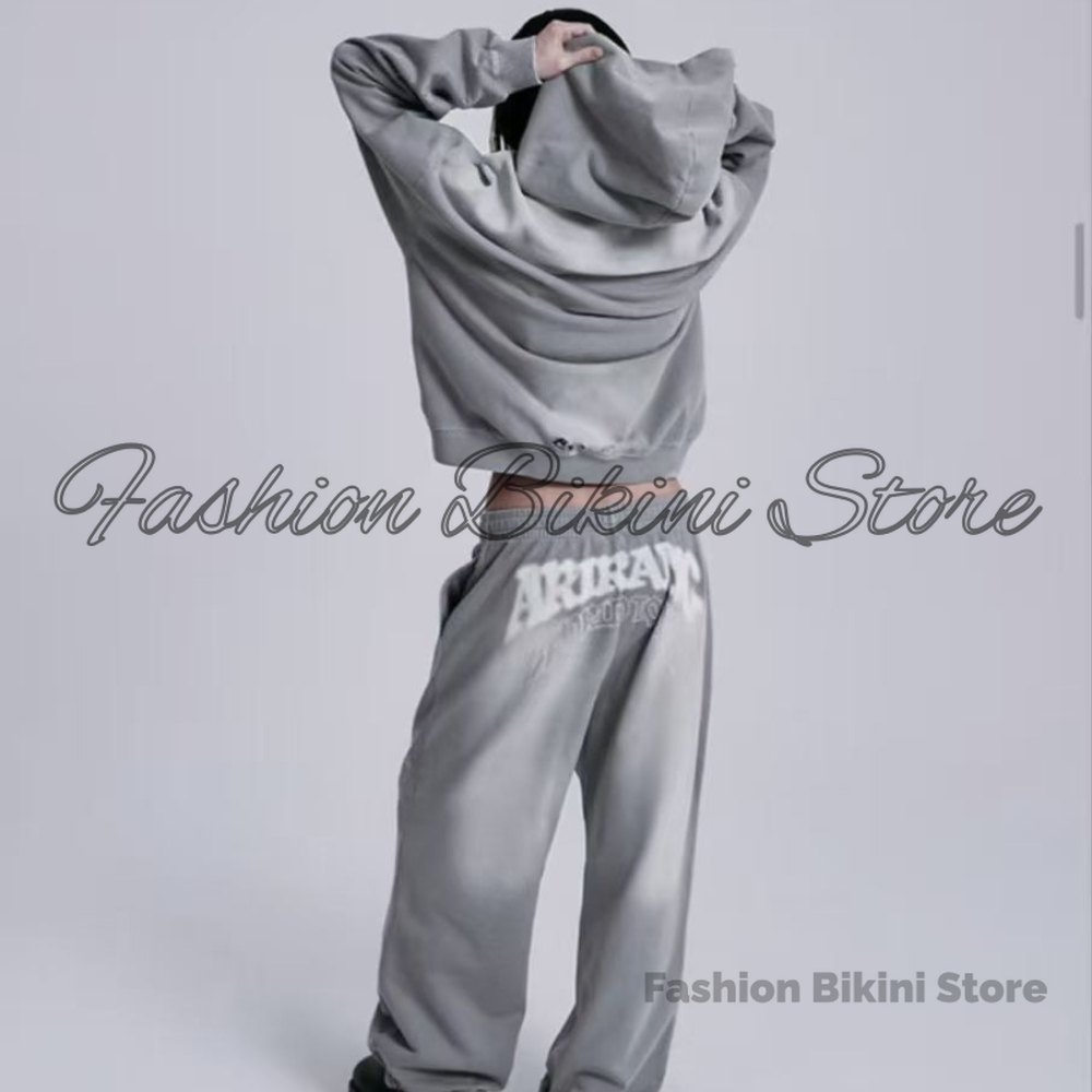 Street Fashion Jacket - YENİ Yıkanmış Gri Retro Kapüşonlu Üst