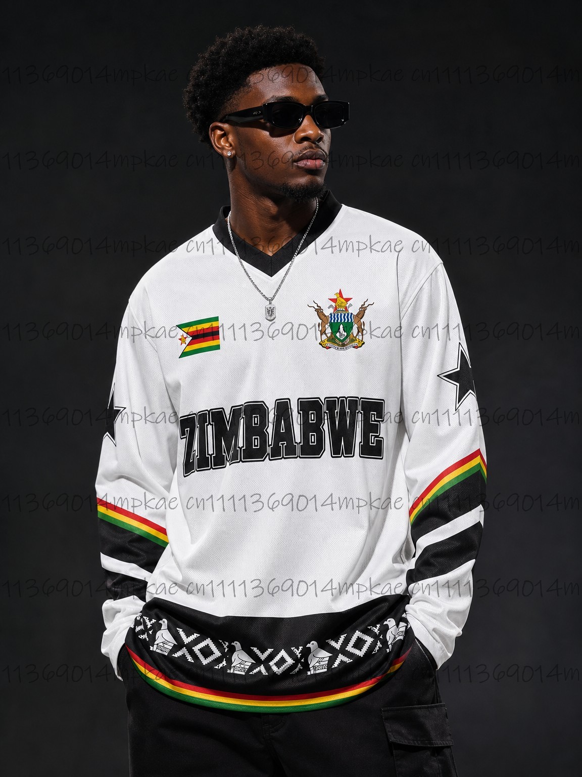Street Fashion Men - Sonbahar Zimbabve Etnik Sokak Stili Baskılı