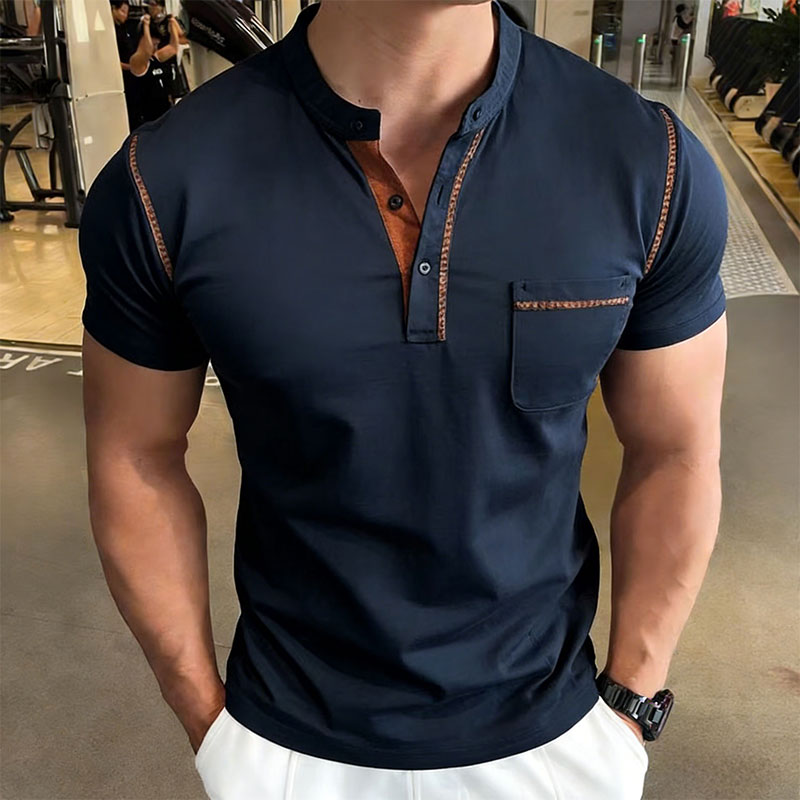 Street Fashion Men - Yeni Yaz Erkek Henry Yaka Kısa