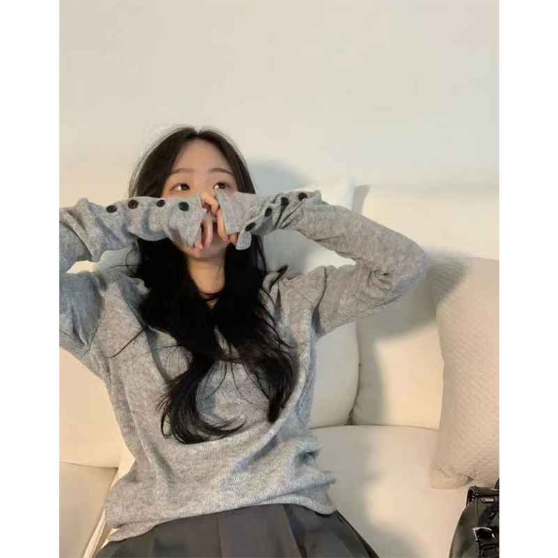 MEXZT streetwear gri kazak kad - Street Fashion Korea incelemesi ve fiyatı