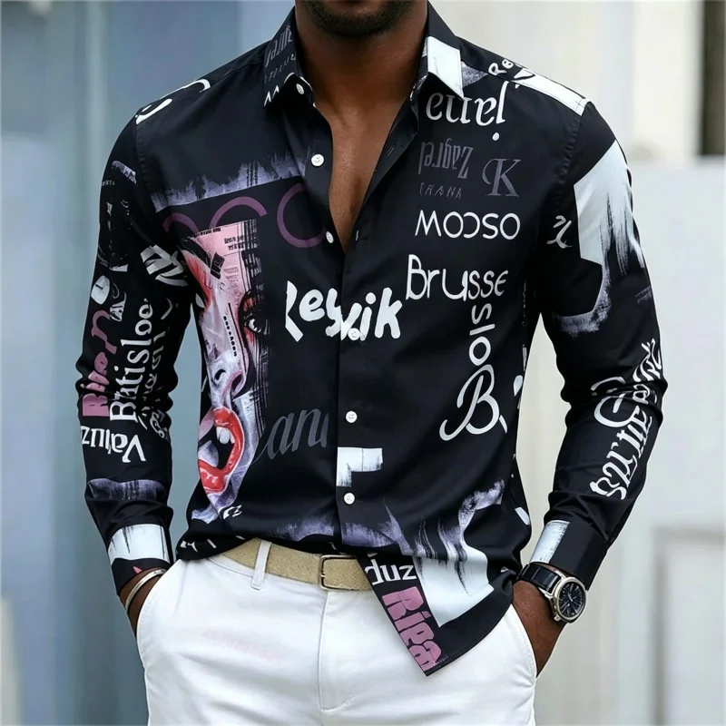 Erkek Baskılı Uzun Kollu Gömle - Fashion Streetwear incelemesi ve fiyatı