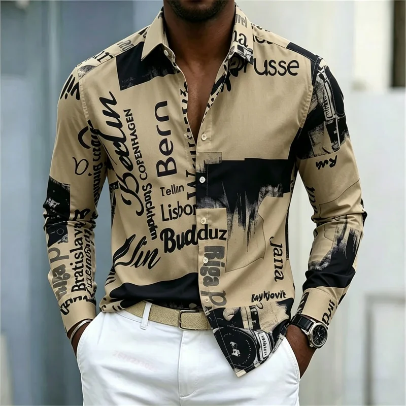 Erkek Baskılı Uzun Kollu Gömle - Fashion Streetwear incelemesi ve fiyatı