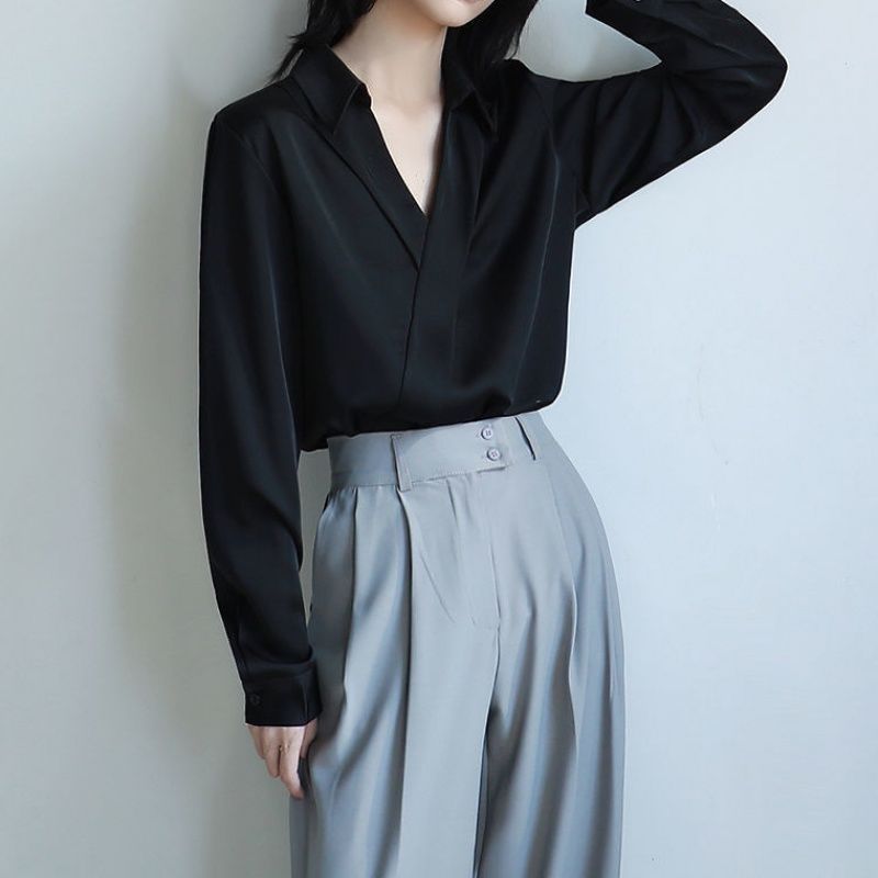 Gidyq kadınlar siyah şifon göm - Street Fashion Korea incelemesi ve fiyatı