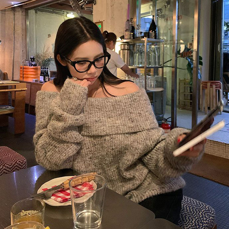 Zarif Kapalı Omuz Slash Boyun  - Street Fashion Korea incelemesi ve fiyatı