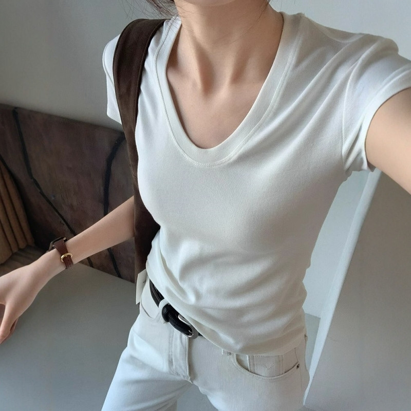 U-Boyun Omuz Kısa Kollu Tişört - Fashion Streetwear incelemesi ve fiyatı
