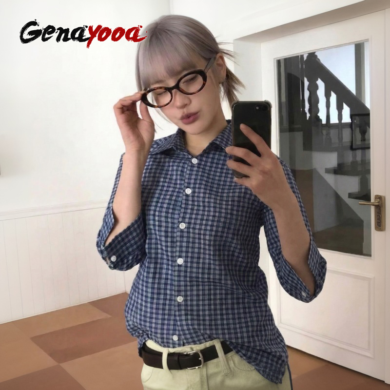 Genayooa Y2k Ekose Gömlek Kadı - Street Fashion Korea incelemesi ve fiyatı