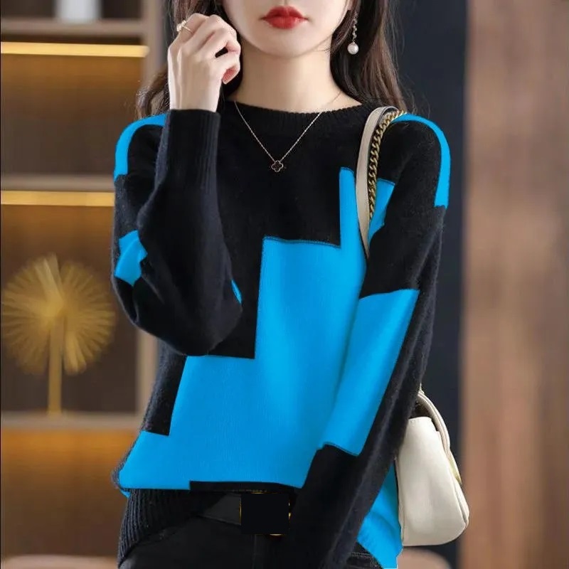 Moda O-Boyun Eklenmiş Örme Ren - Street Fashion Korea incelemesi ve fiyatı