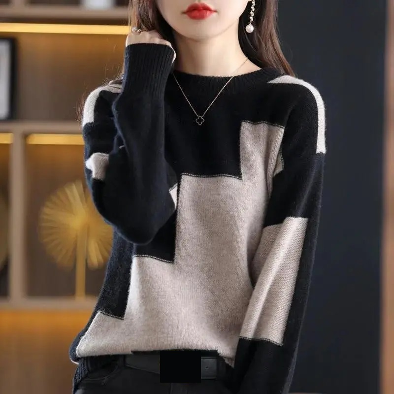 Moda O-Boyun Eklenmiş Örme Ren - Street Fashion Korea incelemesi ve fiyatı